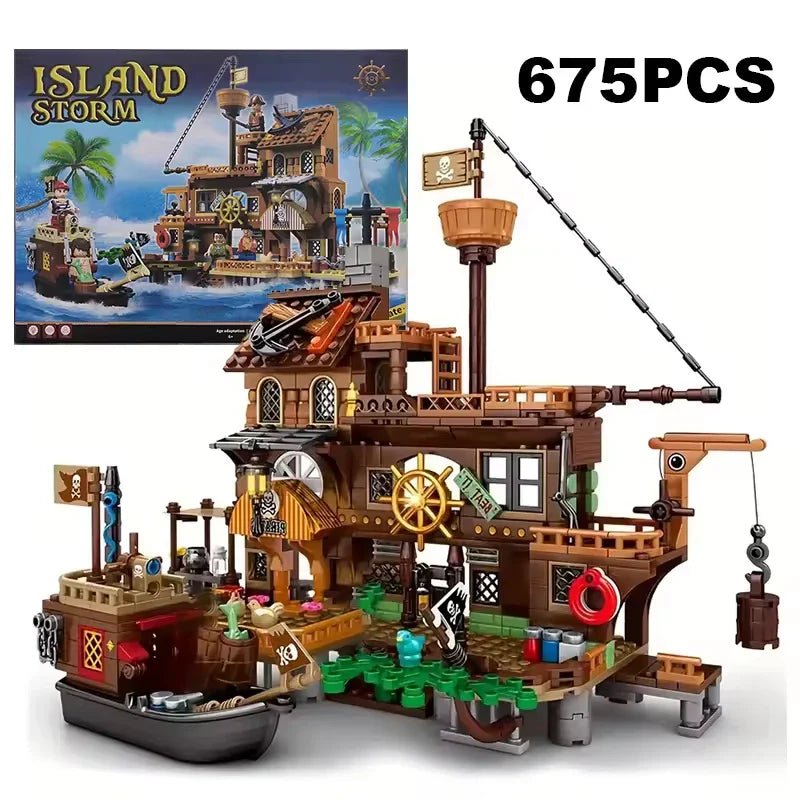 Pirate Builder Kids – Ilha e Navio de Montar - Creative Brinquedos