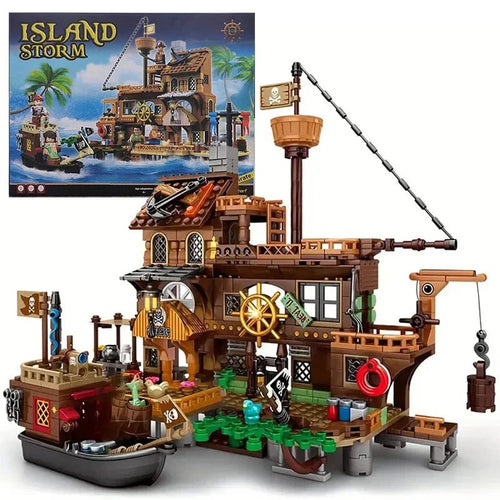 Pirate Builder Kids – Ilha e Navio de Montar - Creative Brinquedos