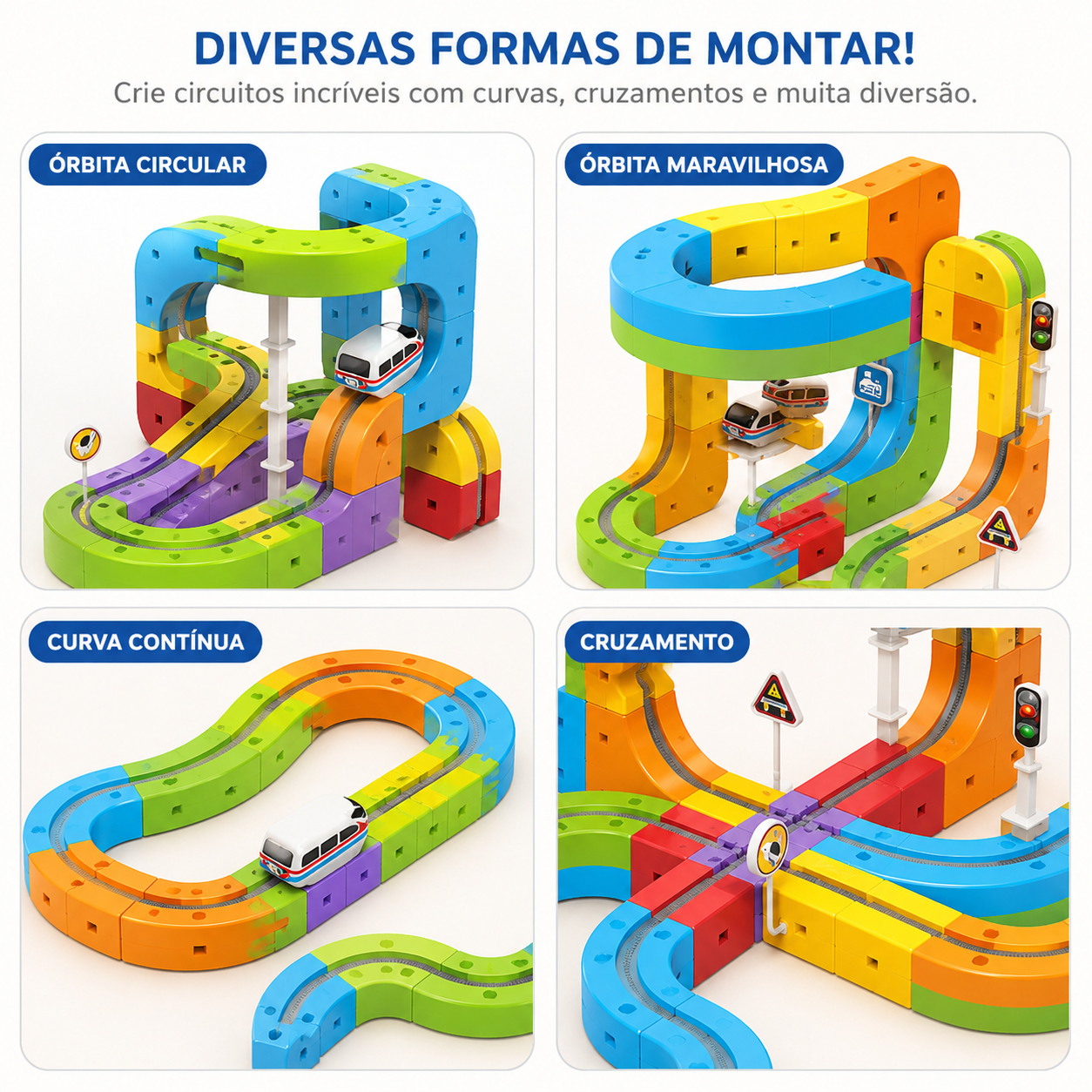 BlocoTrain™ | Blocos Magnéticos com Trem Elétrico - Creative Brinquedos