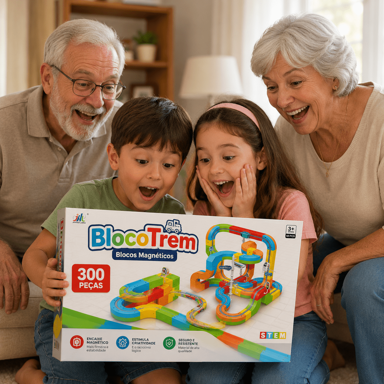 BlocoTrain™ | Blocos Magnéticos com Trem Elétrico - Creative Brinquedos