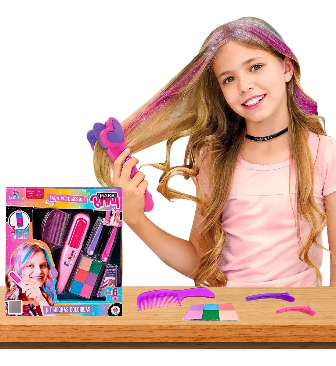 HAIR STYLE KIDS – KIT CABELO COLORIDO - Creative Brinquedos