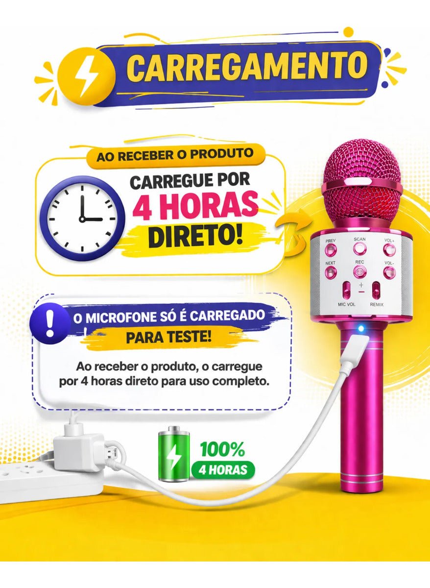 KARAOKE KIDS – MICROFONE BLUETOOTH INFANTIL - Creative Brinquedos
