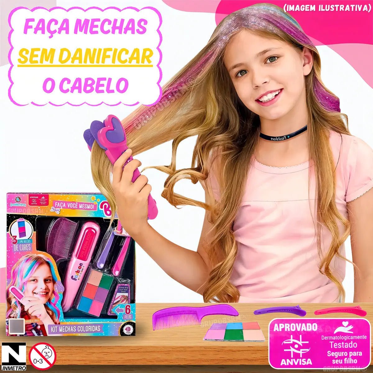 HAIR STYLE KIDS – KIT CABELO COLORIDO - Creative Brinquedos