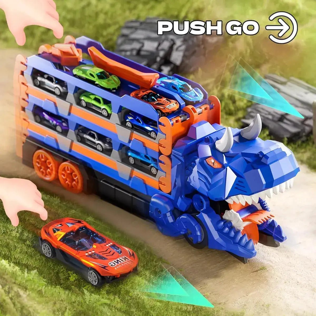 Caminhão Super Dino – 18 Carrinhos de Metal - Creative Brinquedos