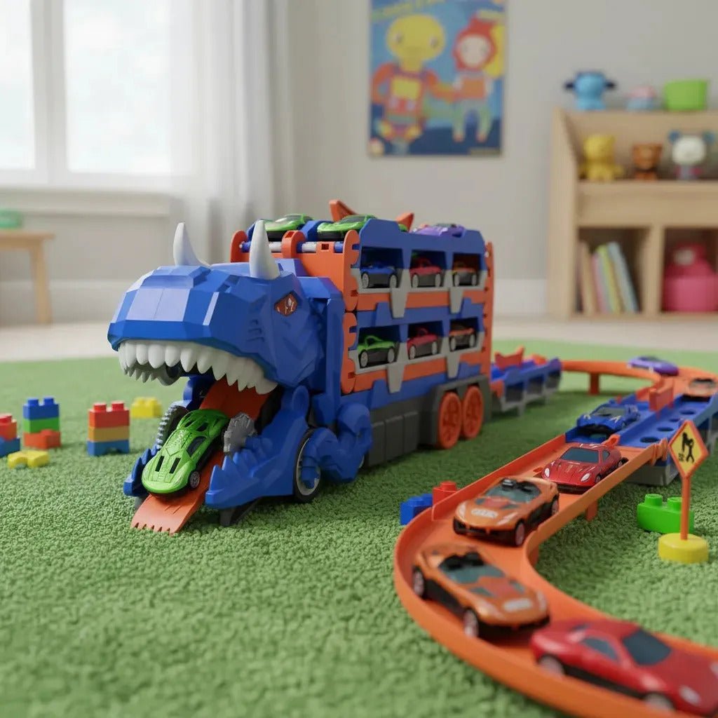 Caminhão Super Dino – 18 Carrinhos de Metal - Creative Brinquedos