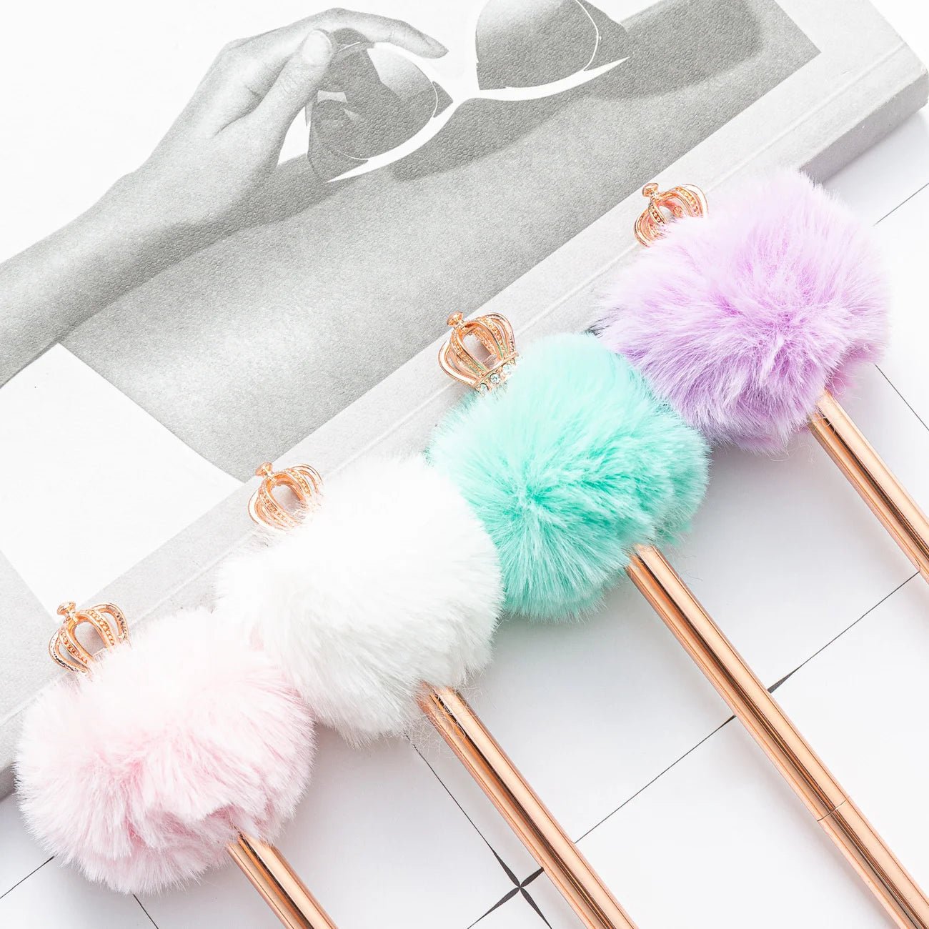 6 peças caneta luxo pompom - Creative Brinquedos