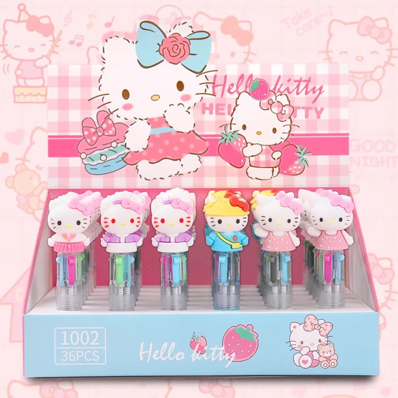 6 canetas mini 4 cores Sanrio - Creative Brinquedos