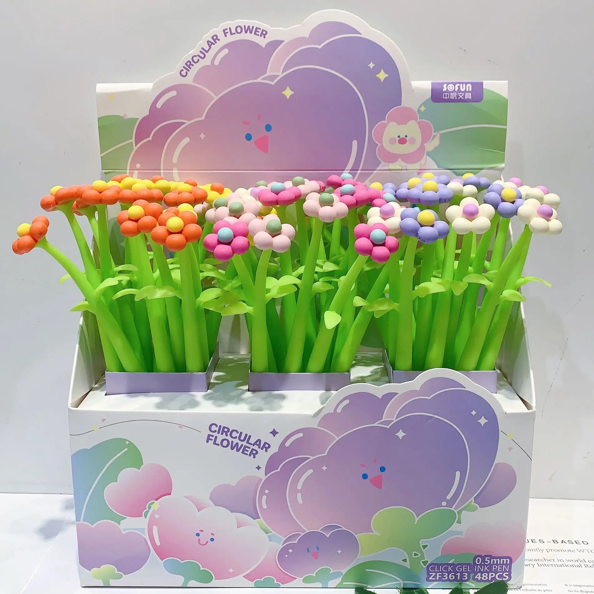 48 peças caneta flor variadas - Creative Brinquedos