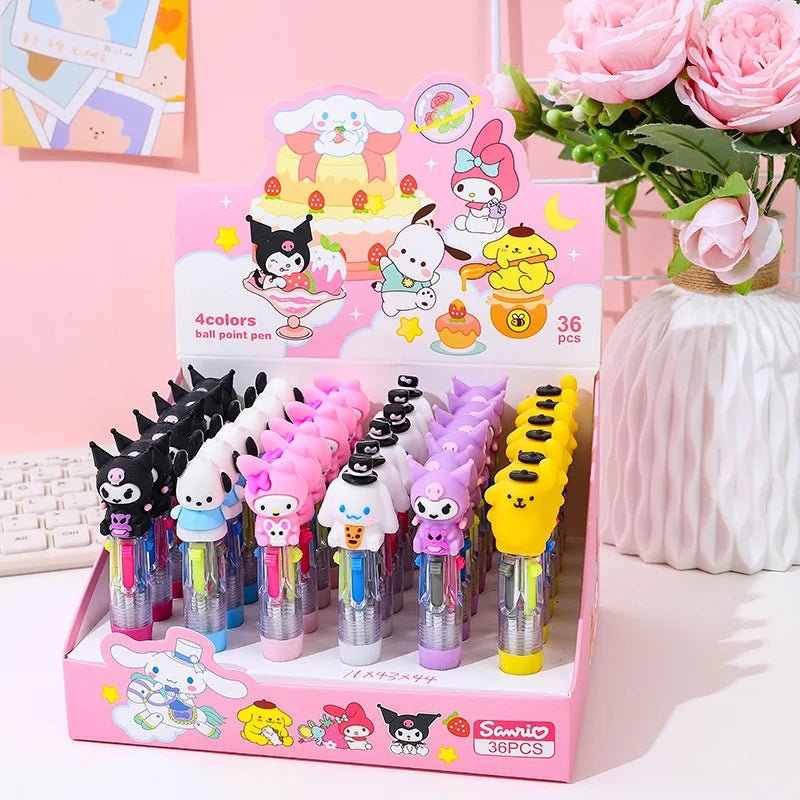 6 canetas mini 4 cores Sanrio - Creative Brinquedos