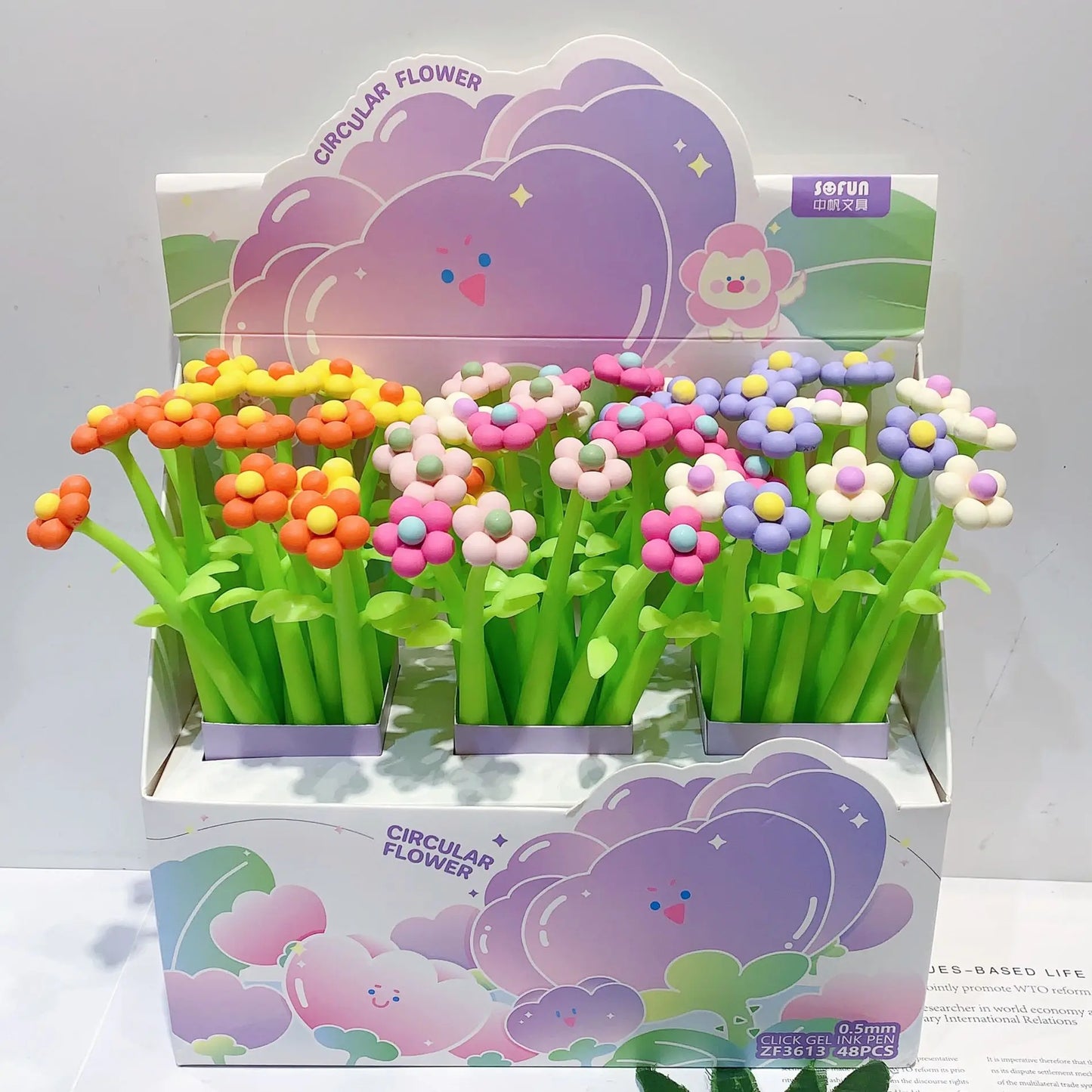 48 peças caneta flor variadas - Creative Brinquedos