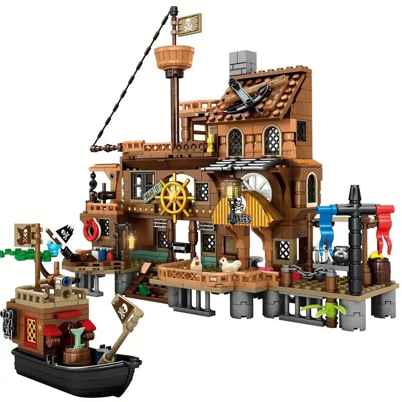 Pirate Builder Kids – Ilha e Navio de Montar - Creative Brinquedos